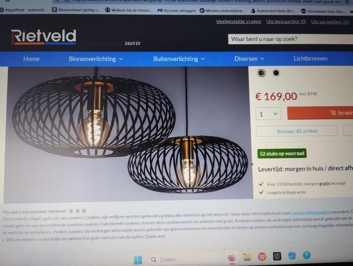 Hanglamp, Huis en Inrichting, Lampen | Hanglampen, Zo goed als nieuw, 50 tot 75 cm, Metaal, Ophalen