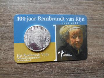 5 Euro 2006 Rembrandt van Rijn Vijfje UNC Coincard zilver beschikbaar voor biedingen