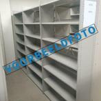 Grijze metalen boekenstelling - 200 cm hoog, 2 meter breed,, 150 tot 200 cm, 25 tot 50 cm, Met plank(en), Gebruikt