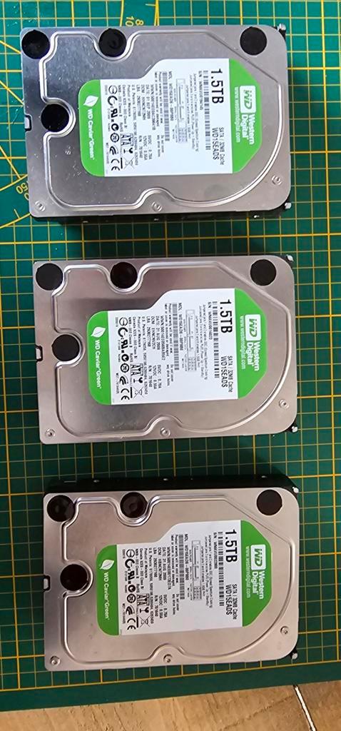 3x Western Digital WD Caviar Green 1.5TB harde schijven – S, Computers en Software, Harde schijven, Desktop, Ophalen of Verzenden