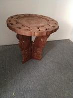 Balinees Houten Tafeltje/krukje, 2-delig, houtsnijwerk, Minder dan 45 cm, Minder dan 55 cm, Gebruikt, Rond