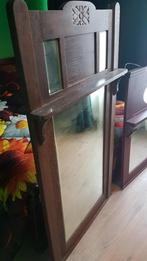 Antieke eiken Landelijke Schouw/hal spiegel, Facet Geslepen, Antiek en Kunst, Antiek | Spiegels, Ophalen, Rechthoekig, 50 tot 100 cm