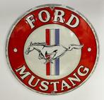 Ford Mustang logo rond relief reclamebord van metaal deco, Verzamelen, Ophalen of Verzenden, Nieuw, Auto's