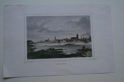 KAMPEN GEZICHT VANAF DE IJSSEL 1858 TERWEN STAALGRAVURE E69, Antiek en Kunst, Kunst | Etsen en Gravures, Verzenden