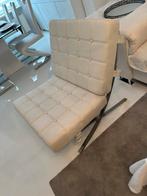 Barcelona fauteuil creme/wit leer look, Huis en Inrichting, Fauteuils, Ophalen, Zo goed als nieuw, 75 tot 100 cm, Leer