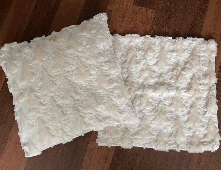 Set kerstboom kussenhoezen ecru fluffy Nieuw kerstdecoratie, Diversen, Kerst, Nieuw, Ophalen of Verzenden