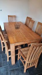 Eettafel teak met stoelen, Huis en Inrichting, Complete eetkamers, 4 tot 6 stoelen, Zo goed als nieuw, Ophalen