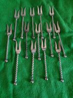14 verzilverde cocktail vorkjes met steel appeltje van hh 90, Antiek en Kunst, Ophalen of Verzenden