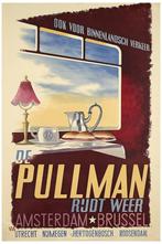 PULLMAN Express Amsterdam Brussel Trein Poster Affiche, Verzenden, Nieuw, Tram, Overige typen
