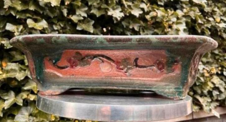 Bonsai schaal gedecoreerd Chinees aardewerk 45,5x34,5x12, Tuin en Terras, Bloempotten, Zo goed als nieuw, Aardewerk, Minder dan 40 cm