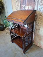 Antieke lessenaar schrijftafel secretaire, fraai snijwerk Vi, Ophalen of Verzenden