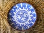 Antiek bord Chinees porselein, blauw motief, gevlochten rand, Ophalen of Verzenden