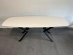 Deens ovale eettafel HPL wit 220x100, 100 tot 150 cm, 200 cm of meer, Ophalen of Verzenden, Zo goed als nieuw