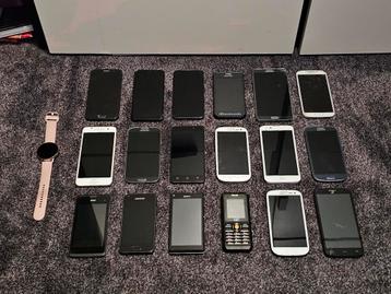 Partij smartphones (18 stuks) en smartwatch beschikbaar voor biedingen