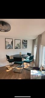 4 Groene Velvet Buisframe Stoelen, Huis en Inrichting, Stoelen, Ophalen, Overige kleuren, Zo goed als nieuw, Vier