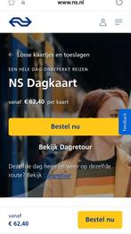 NS DAGKAART! Hele dag onbeperkt reizen! Op=Op!!, Tickets en Kaartjes, Eén persoon, Trein, Algemeen kaartje