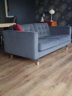 Landskrona 2-zitsbank Donkerblauw/Grijs Satijn, Huis en Inrichting, Banken | Bankstellen, Ophalen, 150 tot 200 cm, 75 tot 100 cm