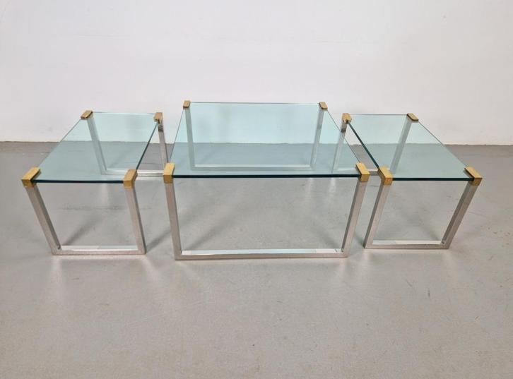 3 x Regency Peter Ghyczy salontafel bijzettafel T53 messing, Huis en Inrichting, Tafels | Salontafels, Gebruikt, Minder dan 50 cm