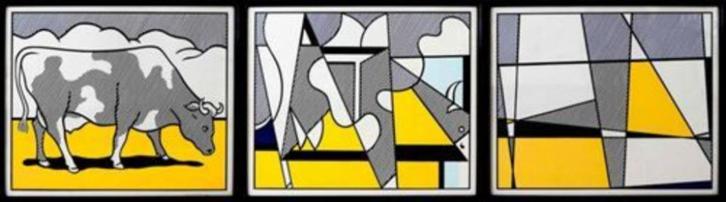 Roy Lichtenstein Lithografiën "Tryptychon"Cow Going Abstract, Antiek en Kunst, Kunst | Litho's en Zeefdrukken, Ophalen of Verzenden