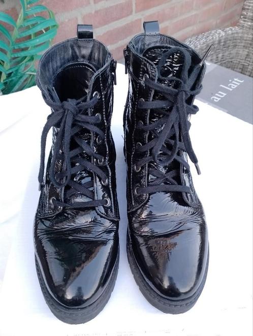 Stoere laken boots van Post Xchange, 39 echt leer, Kleding | Dames, Schoenen, Zo goed als nieuw, Lage of Enkellaarzen, Zwart, Verzenden