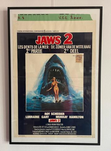 Jaws 2 Filmposter Ingelijst beschikbaar voor biedingen