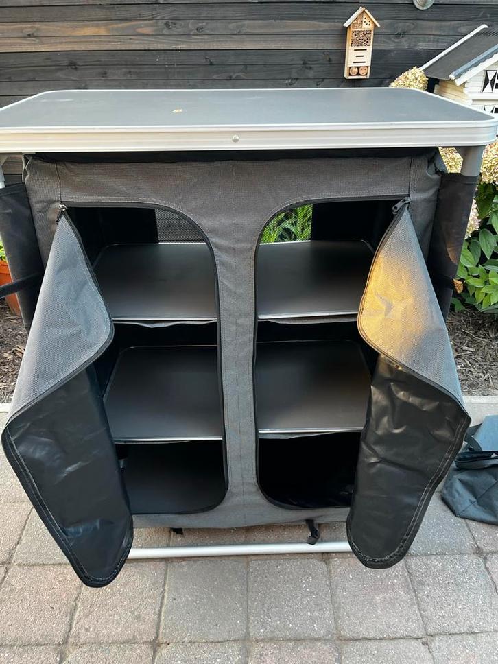 Obelink Brussel Luxe Campingkast Grijs - 6 Vakken, Caravans en Kamperen, Kampeeraccessoires, Gebruikt, Ophalen