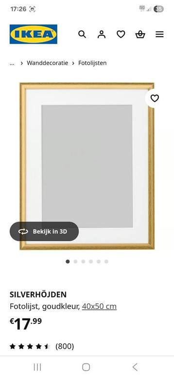 1x gouden fotolijst SILVERHÖJDEN Ikea beschikbaar voor biedingen