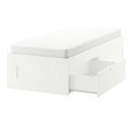 Complete Bed Set – Frame + Mattress + Slatted Base (IKEA, Ex, Ophalen, 90 cm, Eenpersoons, Zo goed als nieuw