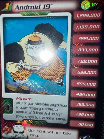 Android 19 Dragon Ball kaart beschikbaar voor biedingen