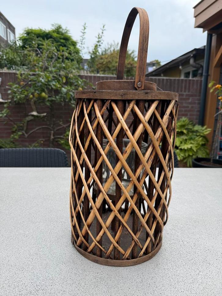 Windlicht hout, Huis en Inrichting, Woonaccessoires | Schalen en Manden, Zo goed als nieuw, Rechthoekig, Hout, Ophalen