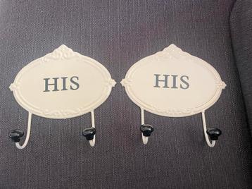 Leuke Wandhaken 'HIS' - Set van 2 beschikbaar voor biedingen