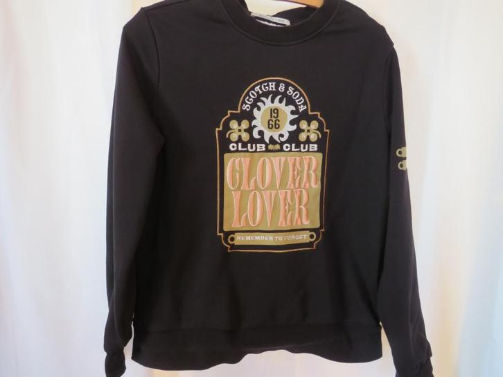 Scotch & Soda zwarte sweater 1966 club clover lover mt M, Kleding | Dames, Truien en Vesten, Gedragen, Maat 38/40 (M), Zwart, Ophalen of Verzenden