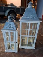 Witte lantaarn set, Huis en Inrichting, Ophalen of Verzenden, Zo goed als nieuw, Wit, Hout