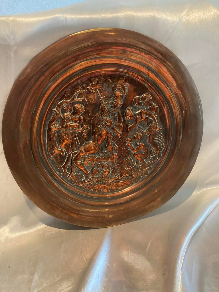 Koperen Wandbord Mythologische Voorstelling, Ophalen of Verzenden