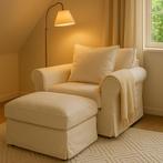 IKEA GRONLID fauteuil + voetenbank met bergruimte, Huis en Inrichting, Ophalen, Hout, Hedendaagse, 75 tot 100 cm