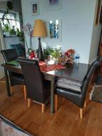 Eetkamer tafel + 4 Leer stoelen, Ophalen, Zo goed als nieuw, 50 tot 100 cm