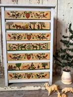 Oud beschilderd ladekastje, volkskunst, Antiek en Kunst, Ophalen of Verzenden