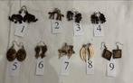 Houten Oorbellen, Overige materialen, Hangers, Bruin, Nieuw