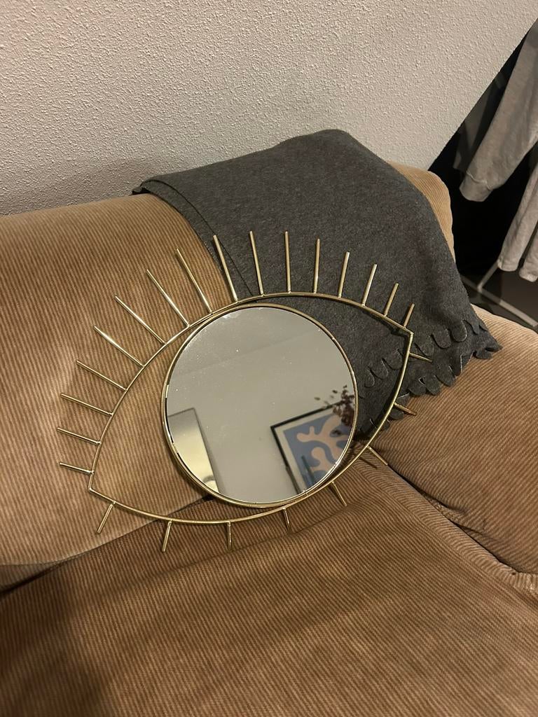 Spiegel goud oog, Huis en Inrichting, Woonaccessoires | Spiegels, Ophalen, Minder dan 50 cm, Zo goed als nieuw, Minder dan 100 cm