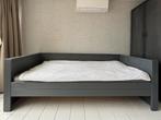 Bed hout antraciet., Ophalen, 85 tot 100 cm, Gebruikt, Lattenbodem