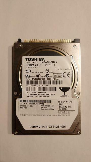 Toshiba 40GB 5400rpm 2,5" IDE laptop harddisk beschikbaar voor biedingen