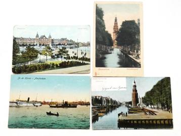 4 oude ansichtkaarten Amsterdam, omstreeks 1900 tot 1910  beschikbaar voor biedingen