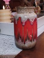 Vintage brown en red lava scheurich West Germany vaas, Antiek en Kunst, Ophalen of Verzenden