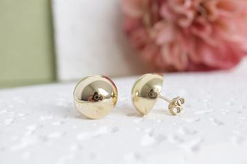 Gouden Half Ronde Bol Oorbellen| 14 K beschikbaar voor biedingen