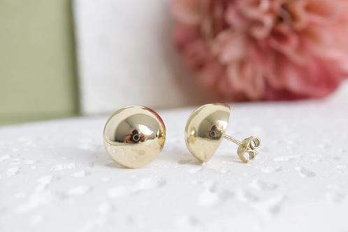 Gouden Half Ronde Bol Oorbellen| 14 K, Sieraden, Tassen en Uiterlijk, Oorbellen, Zo goed als nieuw, Knopjes of Stekers, Goud, Goud