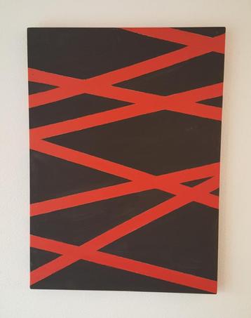 Abstract modern zwart rood schilderij kunst op doek 120*80cm beschikbaar voor biedingen