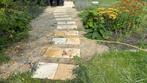 Natuursteen wit-oranje 6,5 m2 in palletkist, Ophalen, Zo goed als nieuw, Terrastegels, Natuursteen
