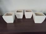4 witte bloempotten, Tuin en Terras, Gebruikt, Vierkant, Binnen, Ophalen of Verzenden