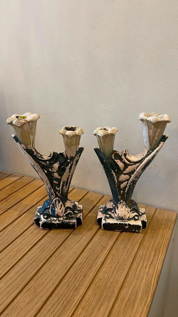 Gipsen kanderlaars arnova, Antiek en Kunst, Antiek | Kandelaars, Overige materialen, Ophalen of Verzenden