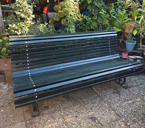 Antiek groene parkbank tuinbank, Tuin en Terras, Tuinsets en Loungesets, Gebruikt, Overige materialen, Ophalen